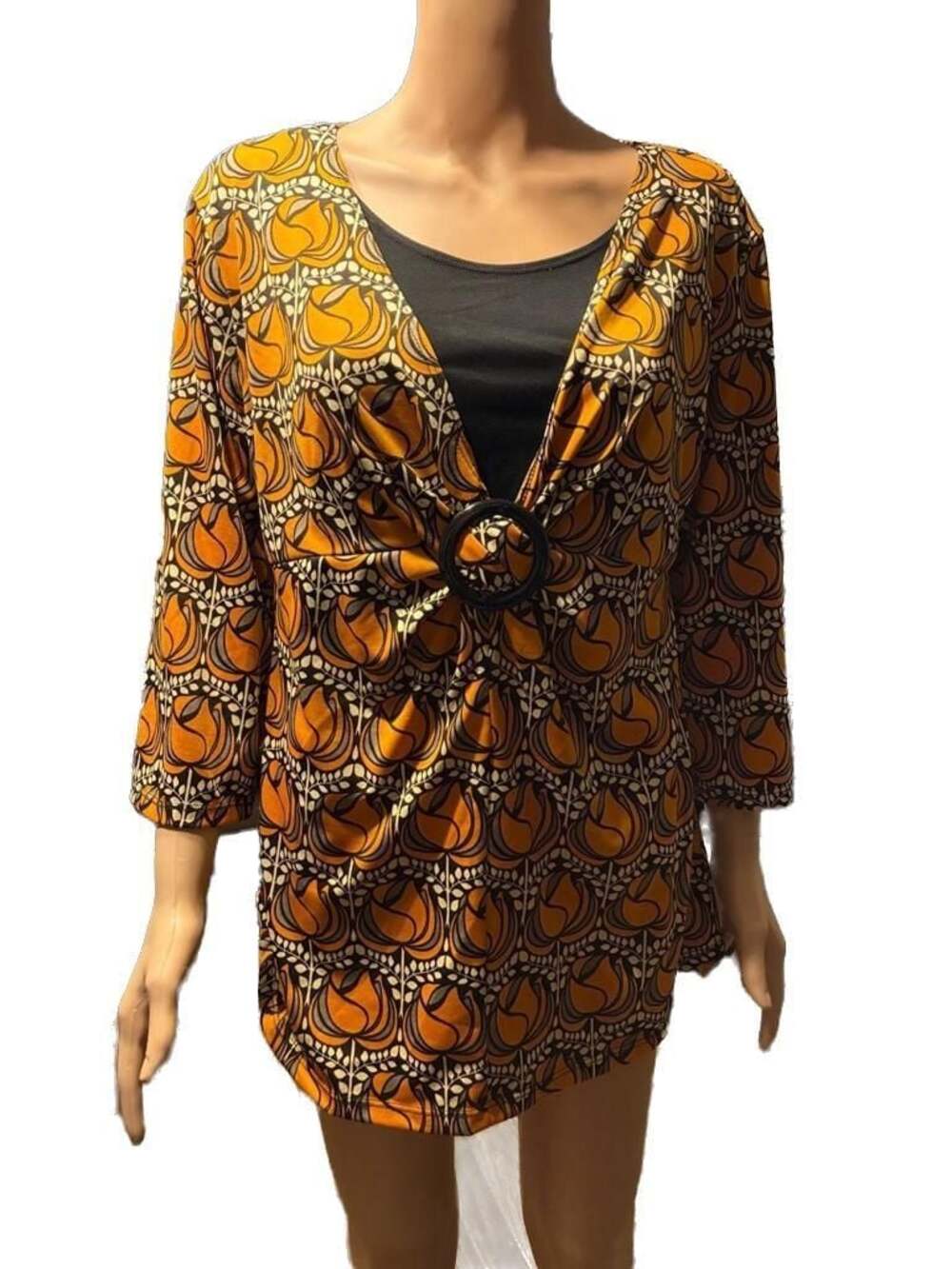 Goddess Mod Floral Print Buckle Detail Tunic Top